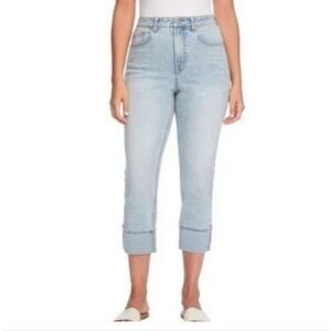 NWT FRYE Jeans Sz 6/28 High Rise Straight Leg Cuffed Uncuffed Stevie Light Wash